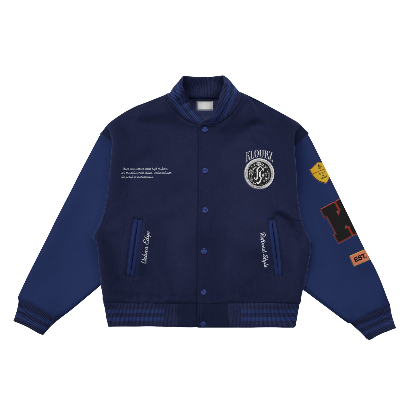 Klourz Luxe Varsity- Navy Blue